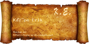 Köpe Erik névjegykártya